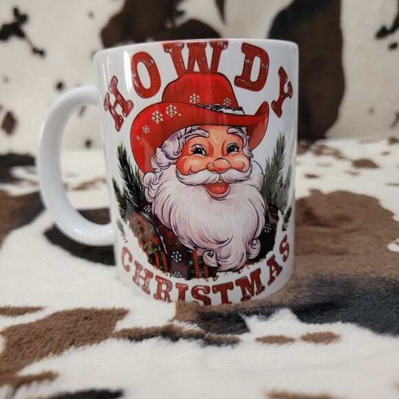 Howdy Christmas Western Santa 11oz Ceramic Coffee Mug Tea Cup - Picture 2 of 5